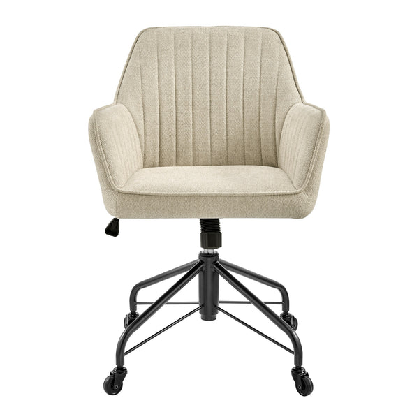 Thompson Fabric Swivel Office Arm Chair In Strata Cream