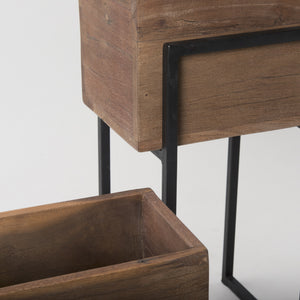 Jadine Set of 2 Medium Brown Wood w/ Black Metal Rectangle Frames