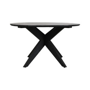 Alameda 53" Outdoor Round Dining Table, Teak - Black
