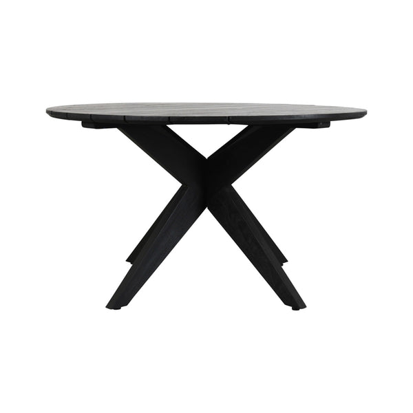 Alameda 53" Outdoor Round Dining Table, Teak - Black