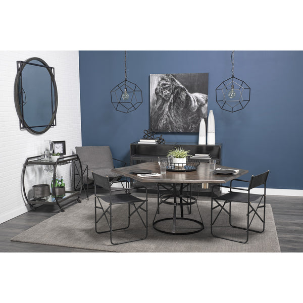 Helena 20L x 20W Black Metal Mirrored Bottom Round Serving Tray