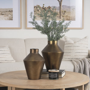 Perrin Large Brushed Gold Metal Decorative Vase