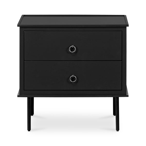 Moe's Reagan Black Nightstand with Metal Handles