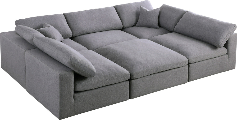 Carmen Cloud Modular Sectional In Grey Linen Fabric