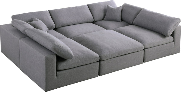 Carmen Cloud Modular Sectional In Grey Linen Fabric