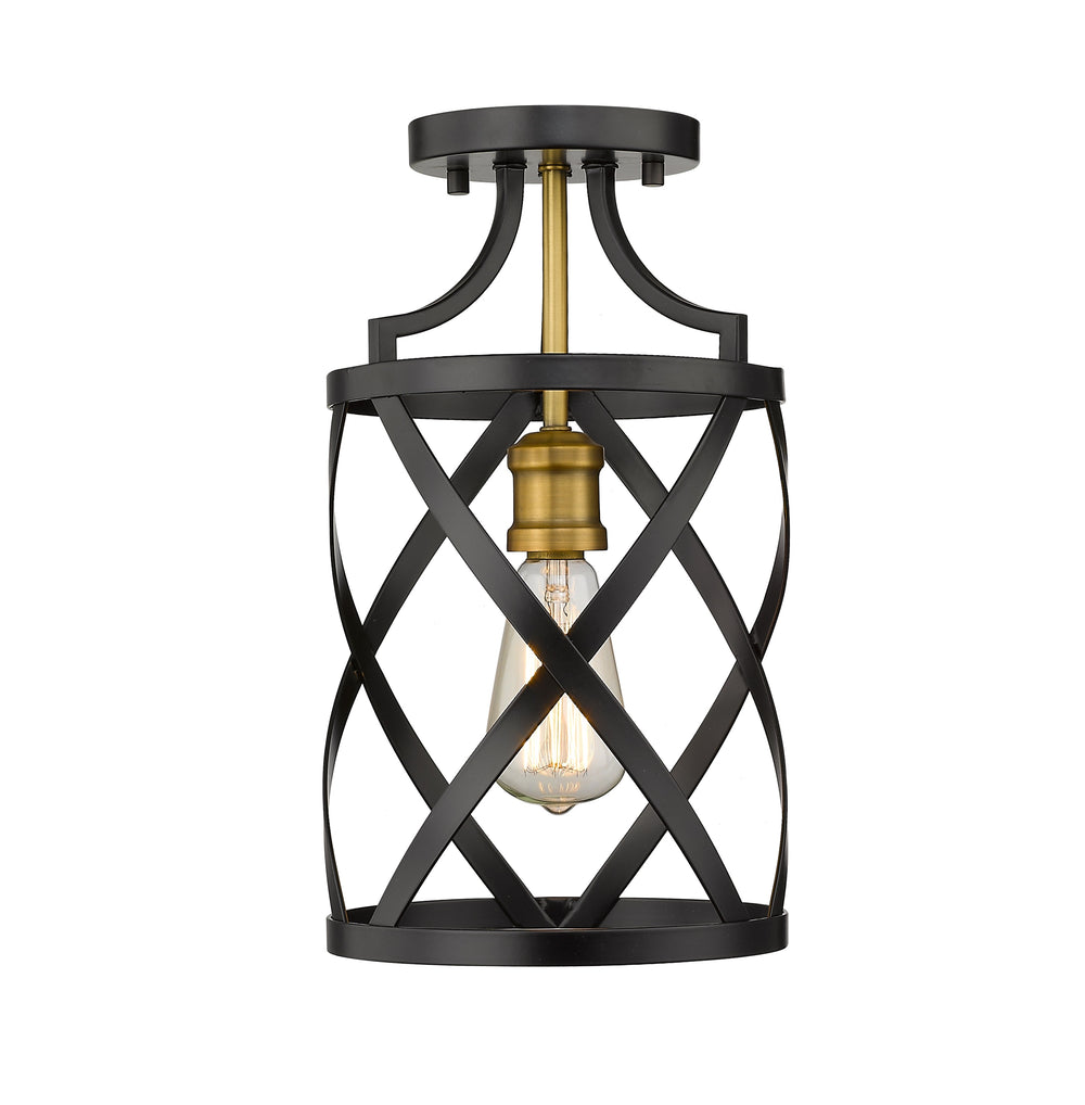 Malcalester 1 Light Flush Mount in Matte Black + Olde Brass Finish