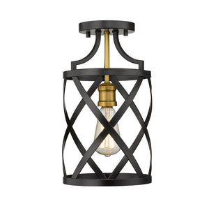 Malcalester 1 Light Flush Mount in Matte Black + Olde Brass Finish
