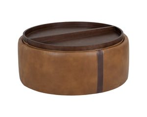BORELLI WHEELED STORAGE OTTOMAN - TOBACCO TAN / AUTUMN CHESTNUT