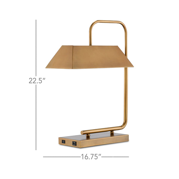 Hoxton Brass Table Lamp In Light Antique Brass