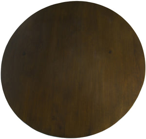 Scheffield Round Birch and Veneer End Table in Distressed Brown