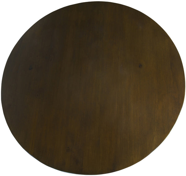 Scheffield Round Birch and Veneer End Table in Distressed Brown