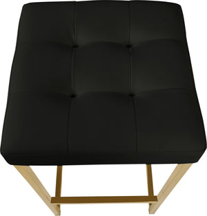 Pearl Stool In Black Faux Leather and Gold