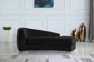 Crystal Chaise In Black Velvet and Chrome