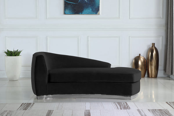 Crystal Chaise In Black Velvet and Chrome