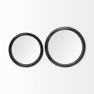 Piers (Set of 2) Black Metal Mirrored Round Trays