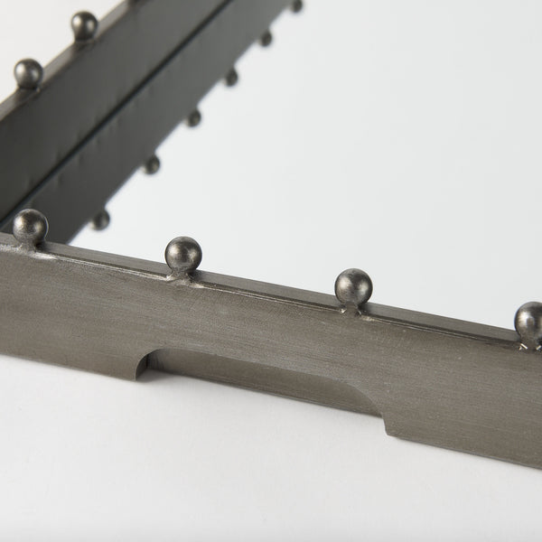 Elio 29.9L x 13.0W x 2.6H Gun Metal Gray Metal W/Studs and Mirrored Bottom Rectangle Tray