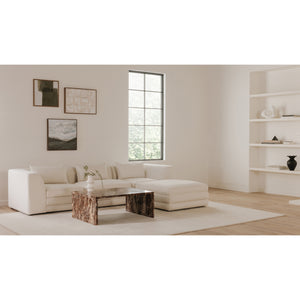 Lowtide Ottoman in Warm White Textured Fabric