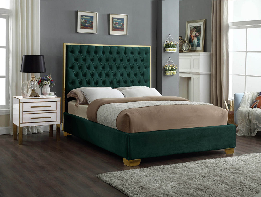 Jared Full Bed In Green Velvet