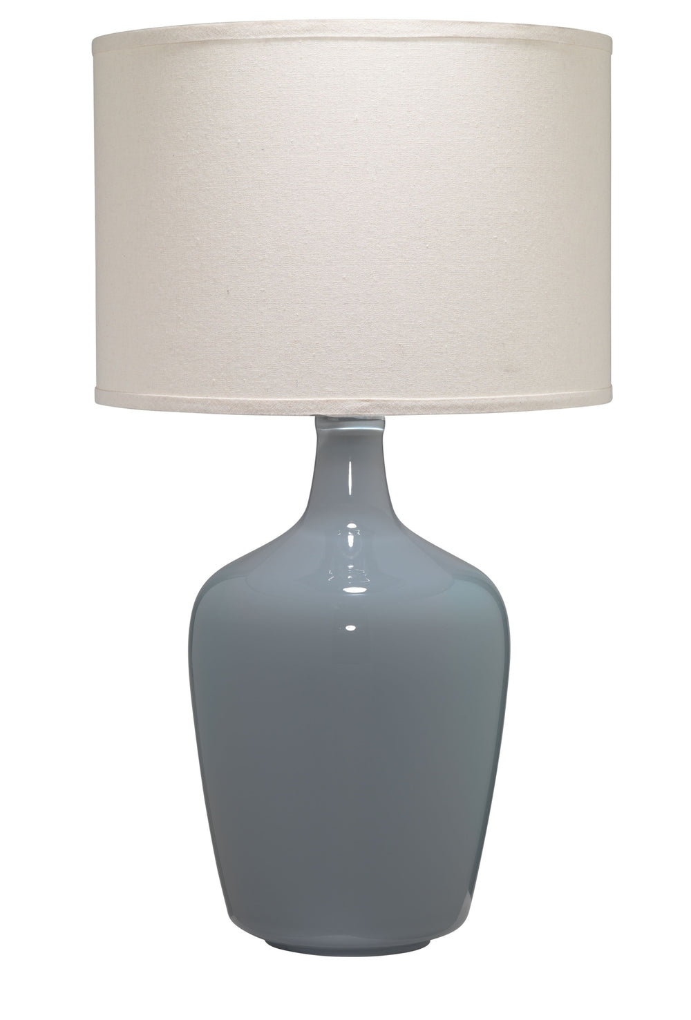 Plum Blown Glass Jar Table Lamp with Linen Shade, Grey