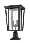 Seoul 2 Light Outdoor Pier Mounted Fixture in Black Finish