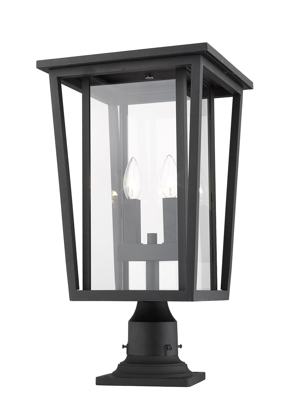 Seoul 2 Light Outdoor Pier Mounted Fixture in Black Finish