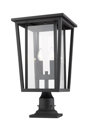 Seoul 2 Light Outdoor Pier Mounted Fixture in Black Finish