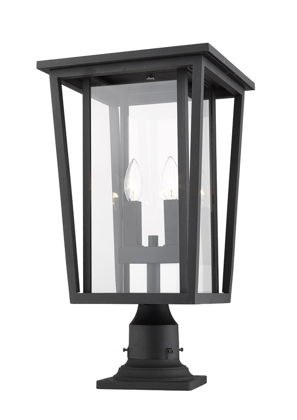 Seoul 2 Light Outdoor Pier Mounted Fixture in Black Finish