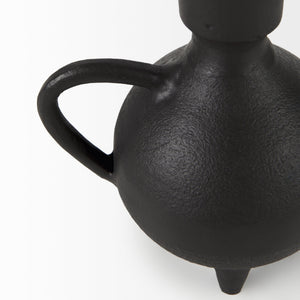 Cyrus Black Spherical Vase W/ Flute Decorative Object