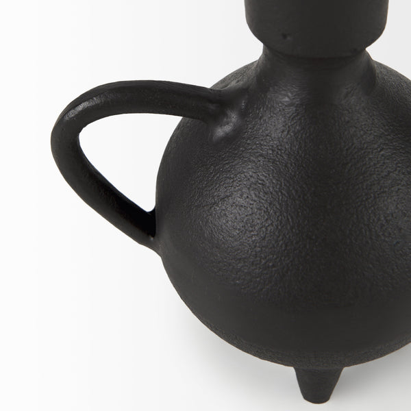 Cyrus Black Spherical Vase W/ Flute Decorative Object