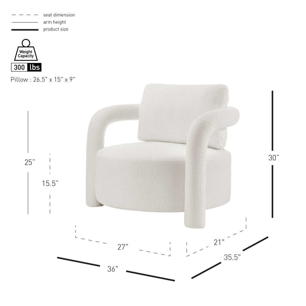 Maisie Faux Shearling Accent Arm Chair, Wilmont White