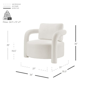 Maisie Faux Shearling Accent Arm Chair, Wilmont White