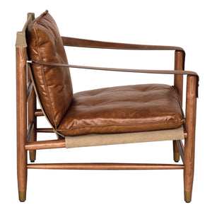 Luther Chair, Cuba Brown Leather W/Canvas