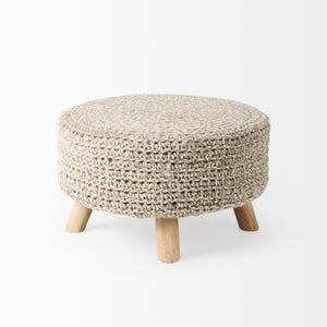 Bina  24.0L x 24.0W x 14.0H Light Gray 4 Legged Wool Stool