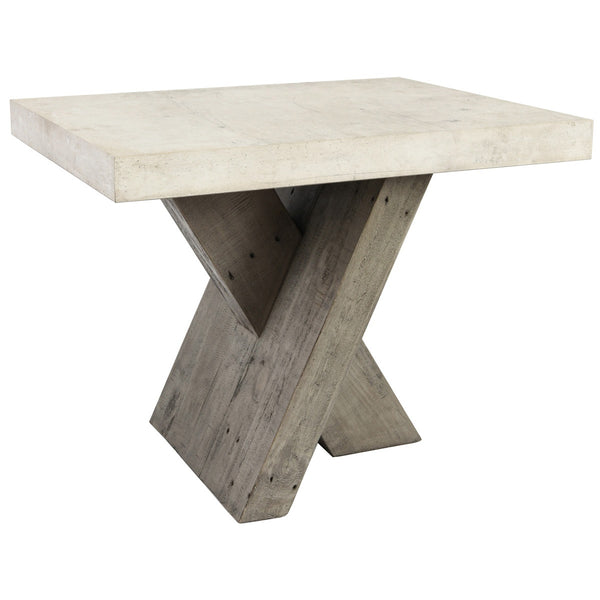 Durant Solid Wood End Table - Antique White/Distressed Gray