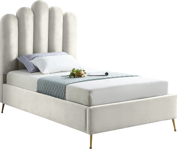 Anita Twin Bed In Cream Velvet