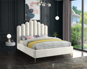 Anita Full Bed In Cream Velvet