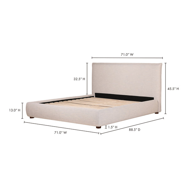 Moe's Luzon Queen Bed Light Grey