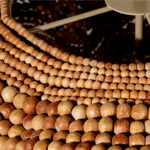 Clamshell Wood Beaded 4-Light Chandelier
