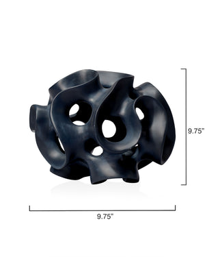 Ribbon Resin Decorative Sphere, Black