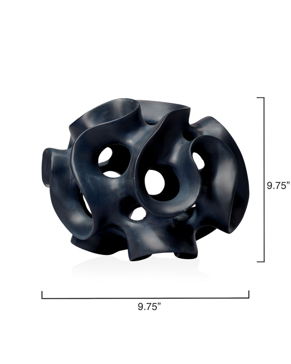 Ribbon Resin Decorative Sphere, Black