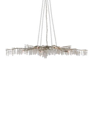 Forest Light Silver Chandelier In Textured Silver & Natural