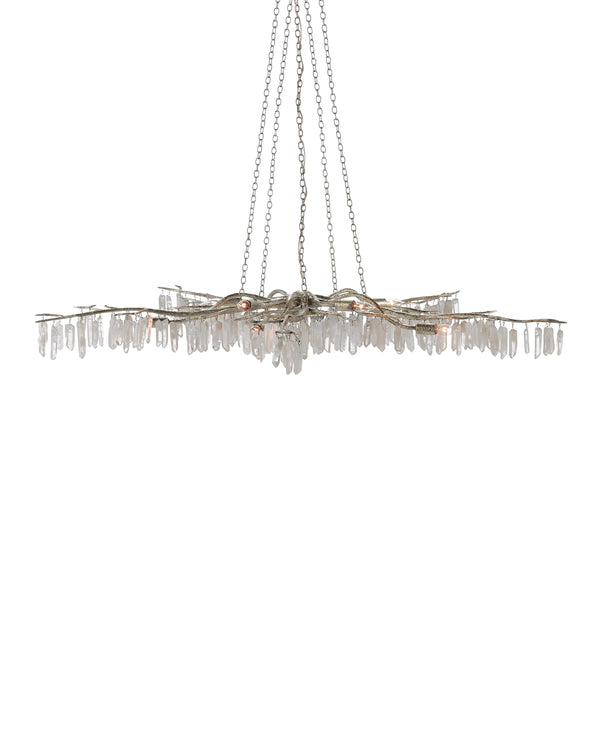 Forest Light Silver Chandelier In Textured Silver & Natural