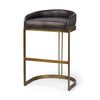 Hollyfield 20.5L  x 19.75W x 32.75H Black Leather Seat Gold Metal Base Stool