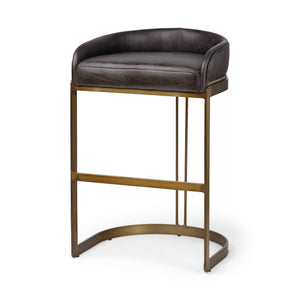 Hollyfield 20.5L  x 19.75W x 32.75H Black Leather Seat Gold Metal Base Stool
