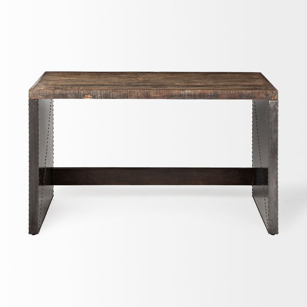 Orwell 52L x 28W Brown Wood Top Metal Cladded Frame Office Desk