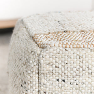 Ritsa Pouf 18x18x14 Multi with Stonewashed Cotton & Wool