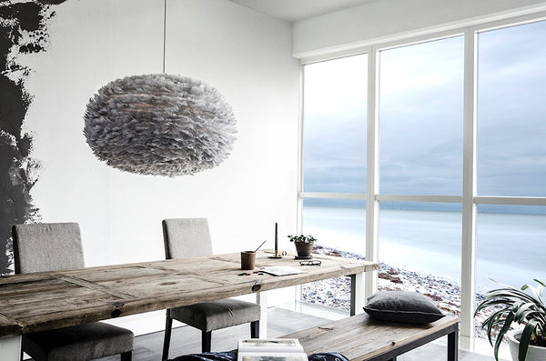 Eos XL Plug-In Pendant in Grey with White Cord