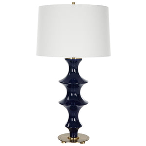 Coil Sculpted Blue Table Lamp
