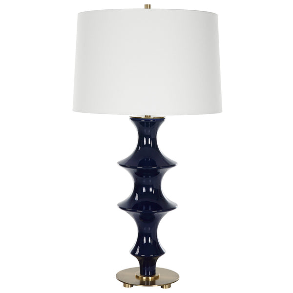 Coil Sculpted Blue Table Lamp