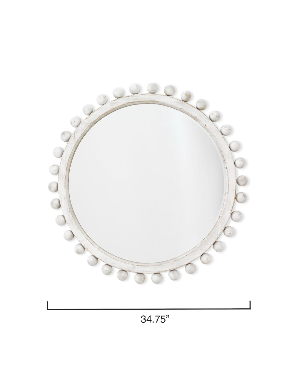 Brighton Round Wood Mirror, White Washed